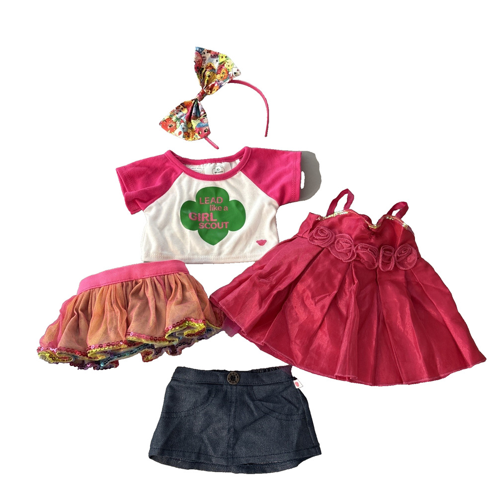 Build A Bear Clothes BAB Dress Tutu Skirt Denim Girl Scout Top Shopkin, Lot of 5